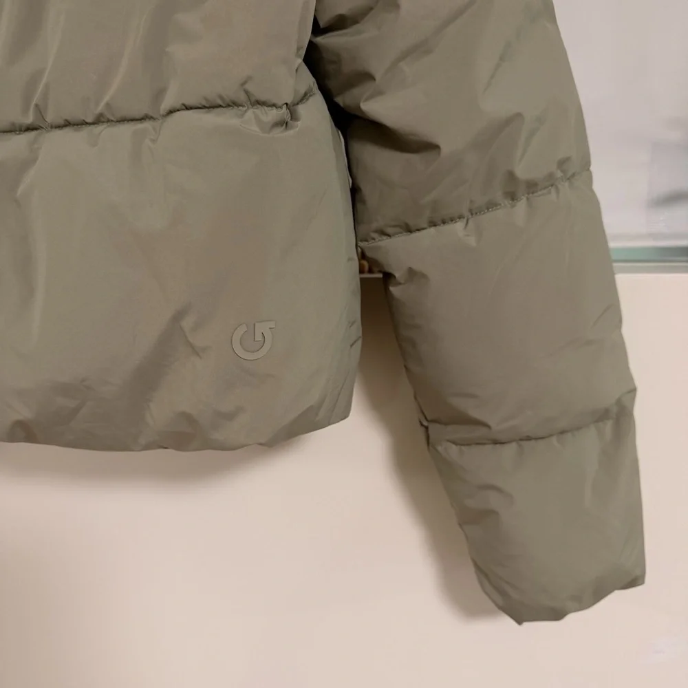Garage Cropped Puffer Jacket in Sage - Picture 6 of 12